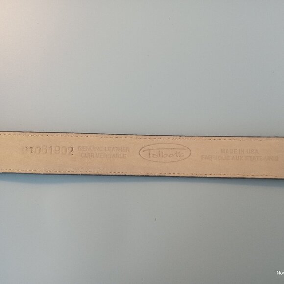 Talbots Genuine Leather Belt Size L Two Toned Heart Hardware - Picture 4 of 5